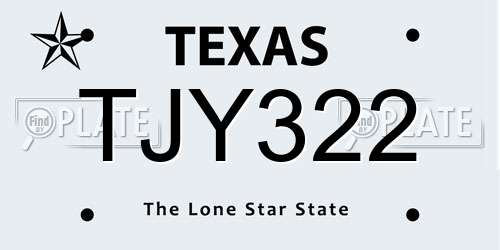 TJY322 Texas License Plate