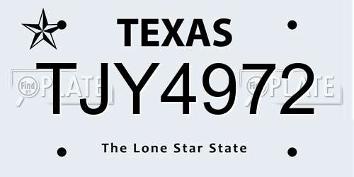 TJY4972 Texas License Plate
