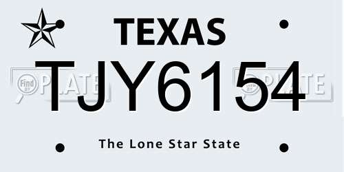 TJY6154 Texas License Plate