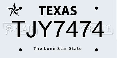 TJY7474 Texas License Plate