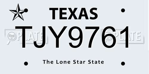 TJY9761 Texas License Plate