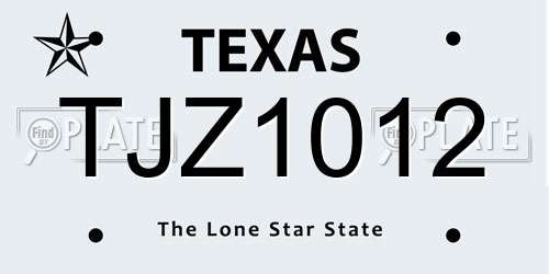 TJZ1012 Texas License Plate