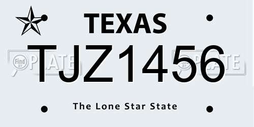 TJZ1456 Texas License Plate