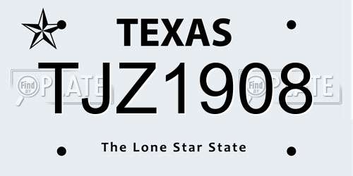 TJZ1908 Texas License Plate