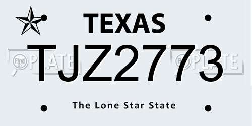 TJZ2773 Texas License Plate