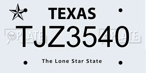 TJZ3540 Texas License Plate