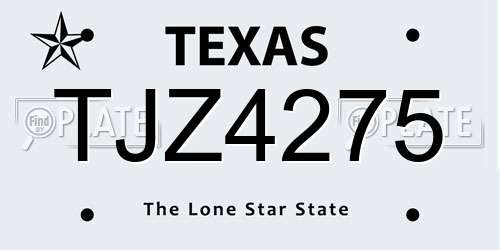 TJZ4275 Texas License Plate