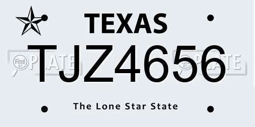 TJZ4656 Texas License Plate