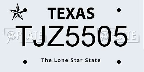 TJZ5505 Texas License Plate