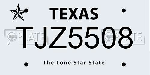 TJZ5508 Texas License Plate