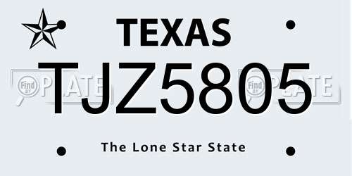 TJZ5805 Texas License Plate