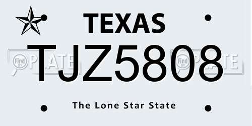 TJZ5808 Texas License Plate
