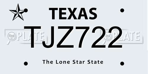 TJZ722 Texas License Plate