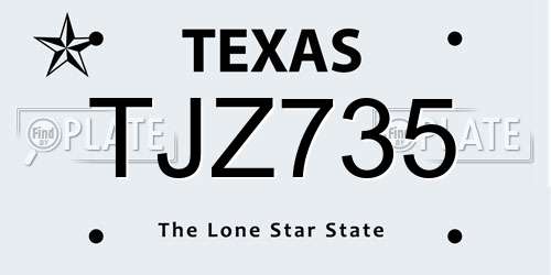 TJZ735 Texas License Plate