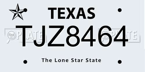 TJZ8464 Texas License Plate