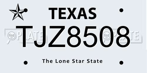 TJZ8508 Texas License Plate