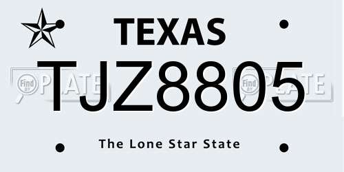 TJZ8805 Texas License Plate