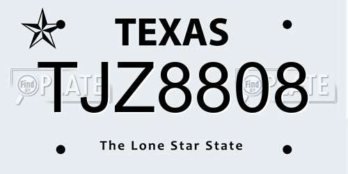 TJZ8808 Texas License Plate