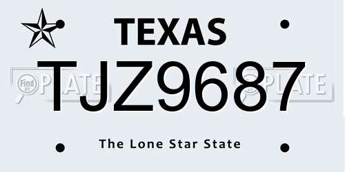 TJZ9687 Texas License Plate