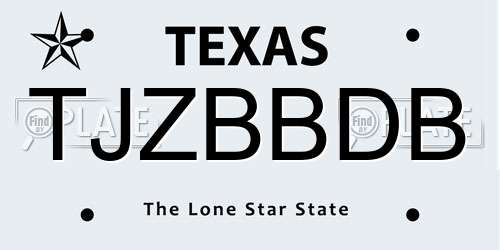 TJZBBDB Texas License Plate
