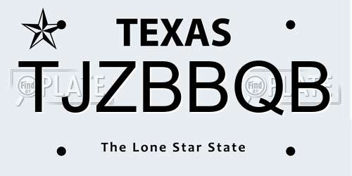 TJZBBQB Texas License Plate