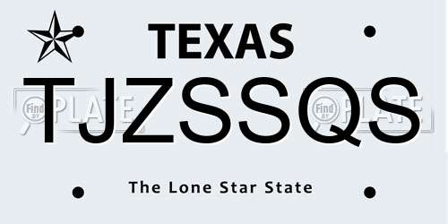 TJZSSQS Texas License Plate