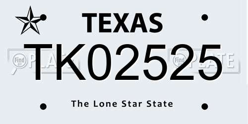 TK02525 Texas License Plate