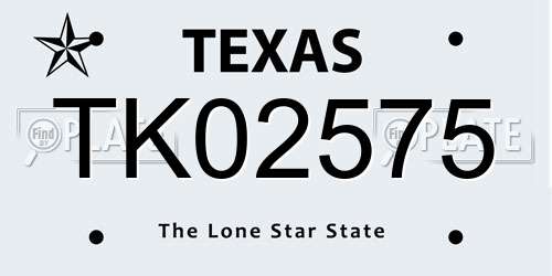 TK02575 Texas License Plate