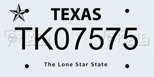 TK07575 Texas License Plate