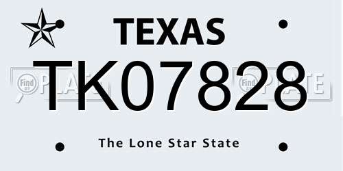 TK07828 Texas License Plate