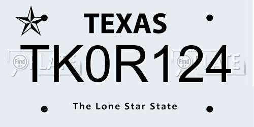 TK0R124 Texas License Plate
