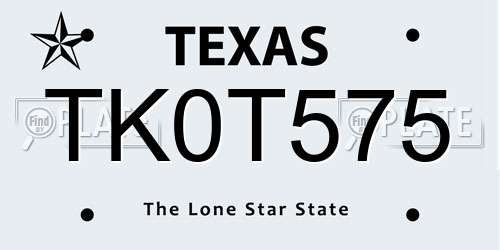 TK0T575 Texas License Plate