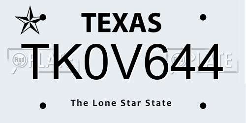 TK0V644 Texas License Plate