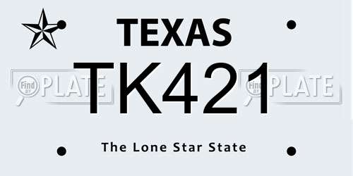 TK421 Texas License Plate