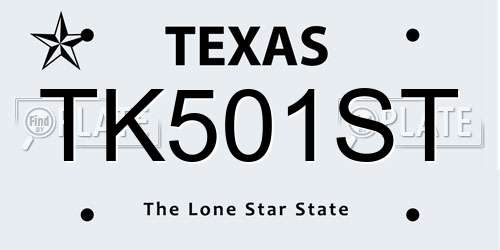 TK501ST Texas License Plate