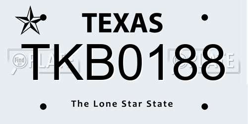 TKB0188 Texas License Plate