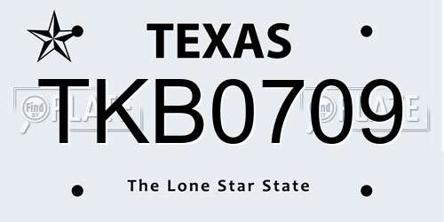 TKB0709 Texas License Plate