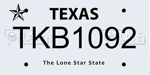TKB1092 Texas License Plate