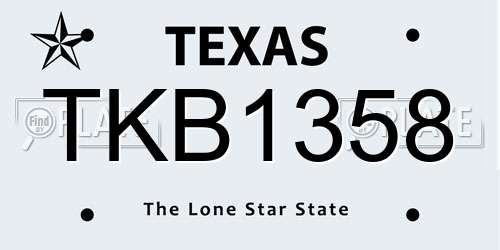 TKB1358 Texas License Plate