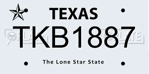 TKB1887 Texas License Plate