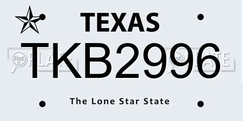 TKB2996 Texas License Plate