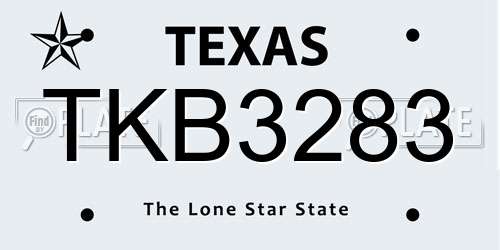 TKB3283 Texas License Plate