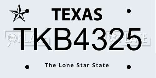 TKB4325 Texas License Plate