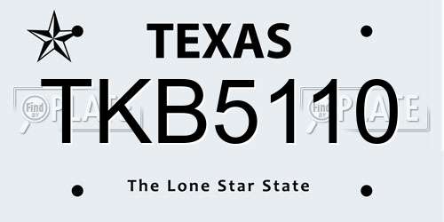 TKB5110 Texas License Plate