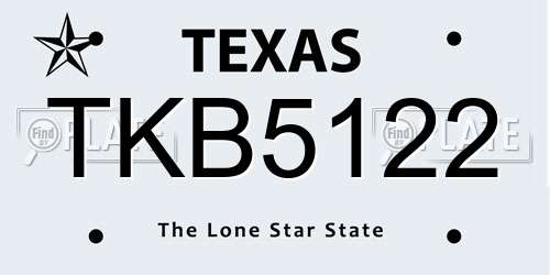 TKB5122 Texas License Plate
