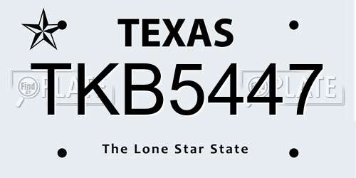 TKB5447 Texas License Plate