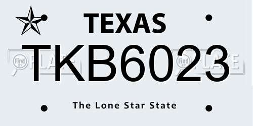 TKB6023 Texas License Plate