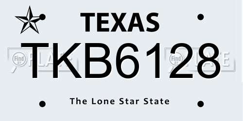 TKB6128 Texas License Plate