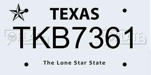 TKB7361 Texas License Plate