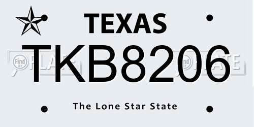 TKB8206 Texas License Plate